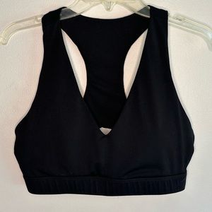 Black Fabletics Sports Bra with a deep V-neck. Size Large